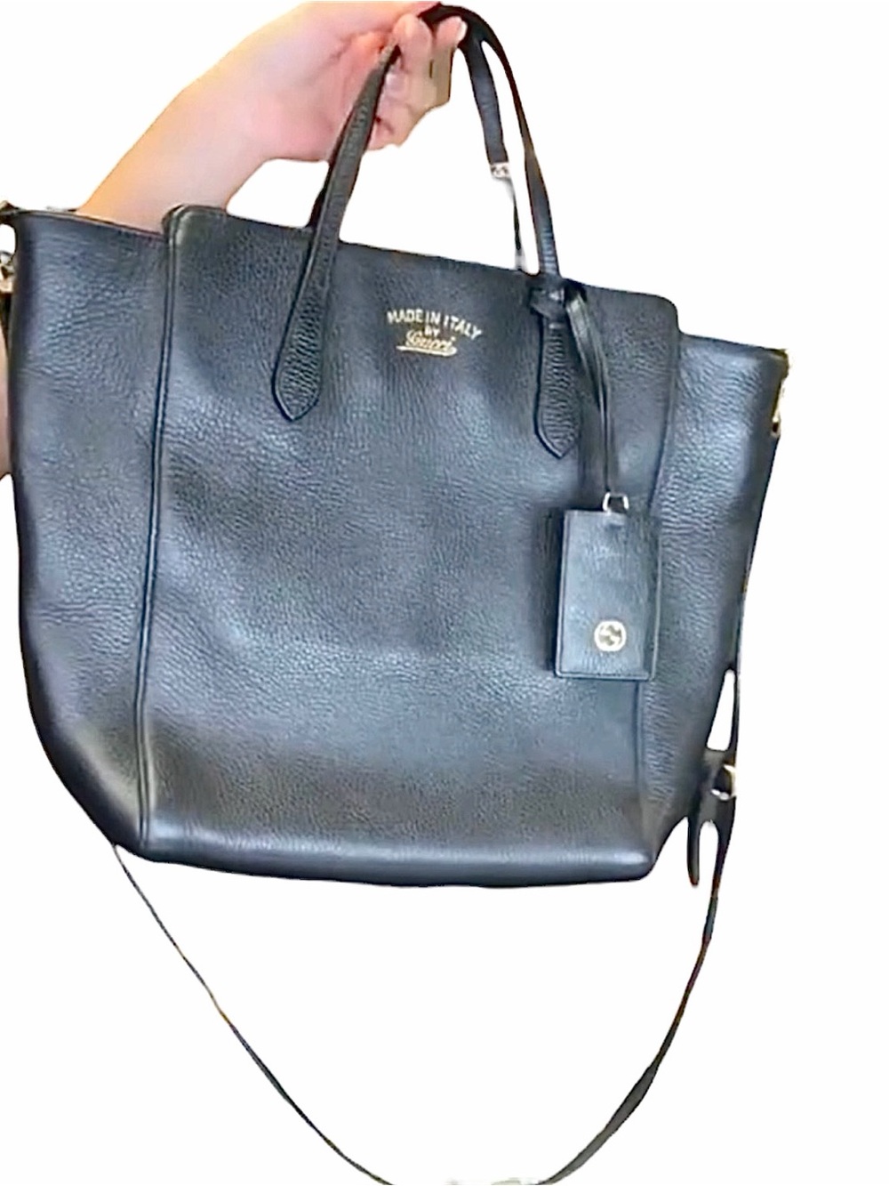 Gucci Swing Leather Tote with Detachable Strap 22179564 -black - Picture 3 of 12